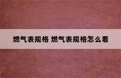 燃气表规格 燃气表规格怎么看